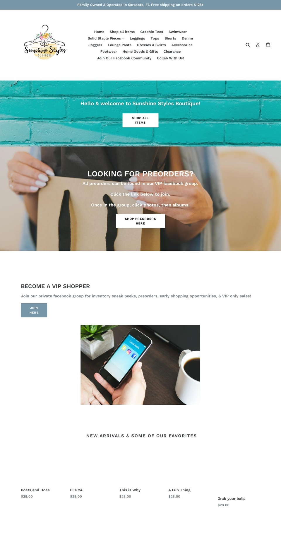 sunshinestylesboutique.com — Shopify storefront screenshot