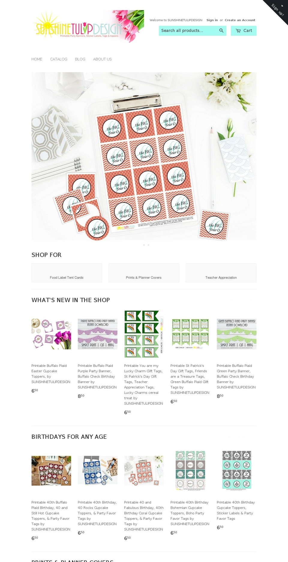 sunshinetulipdesign.com shopify website screenshot