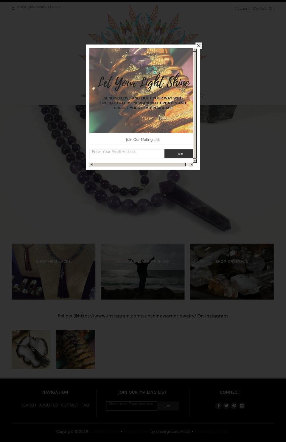 sunshinewarriorjewelry.com — Shopify storefront screenshot