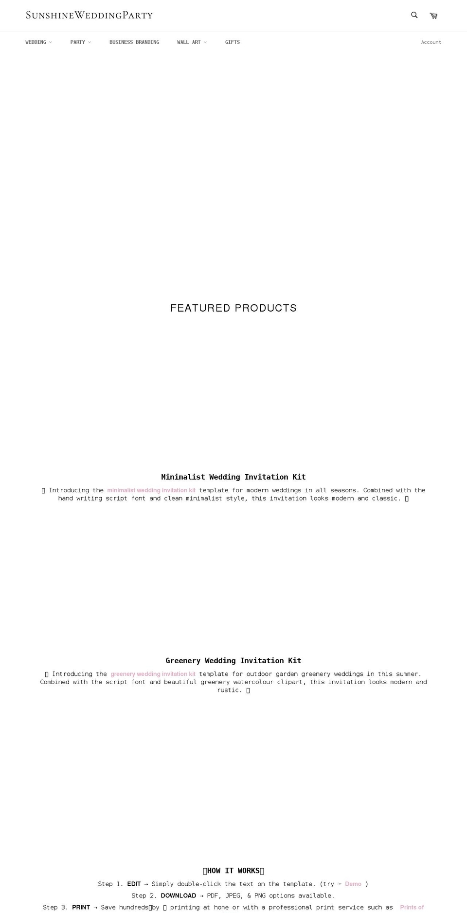 sunshineweddingparty.com — Shopify storefront screenshot