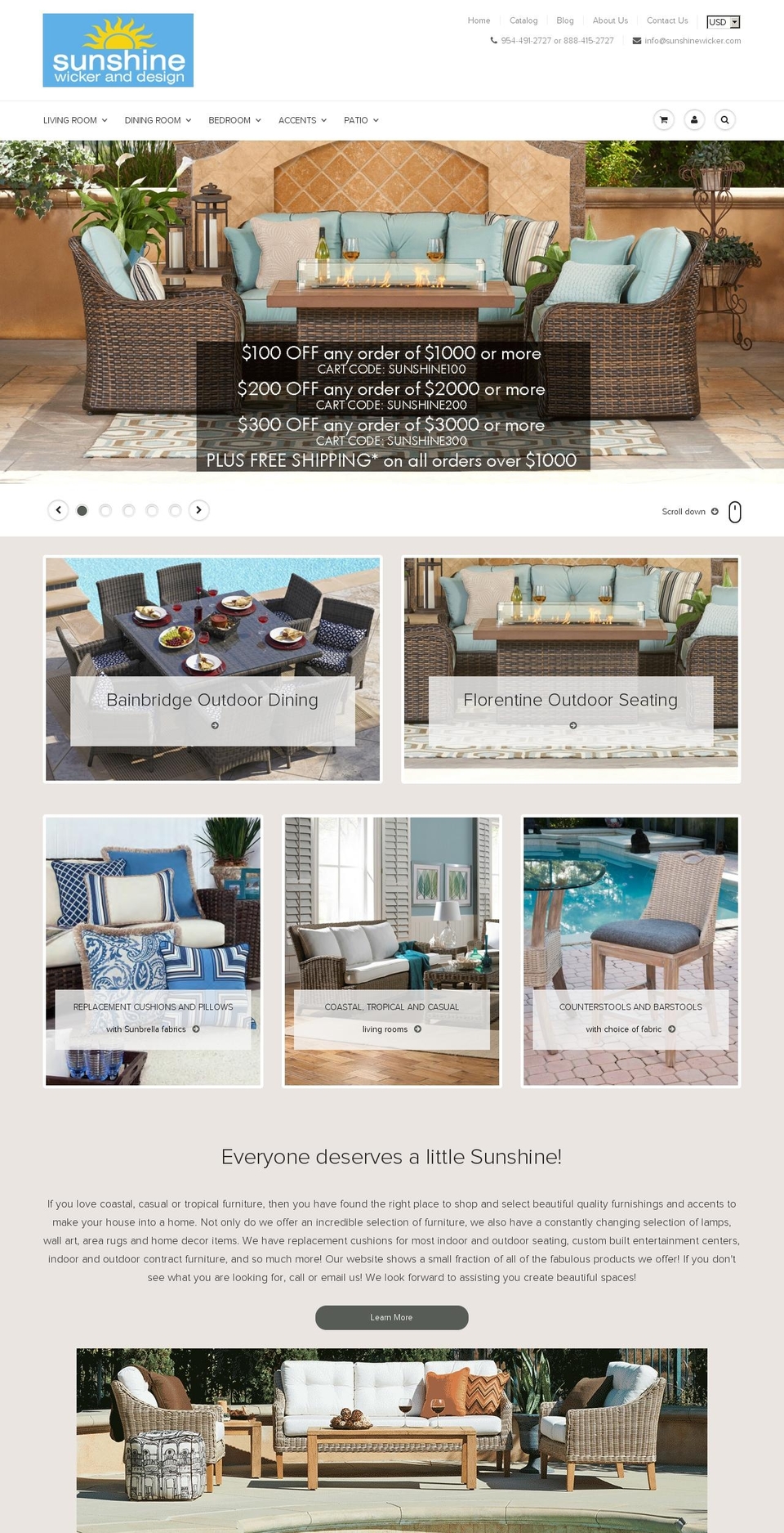 sunshinewickeranddesign.com shopify website screenshot