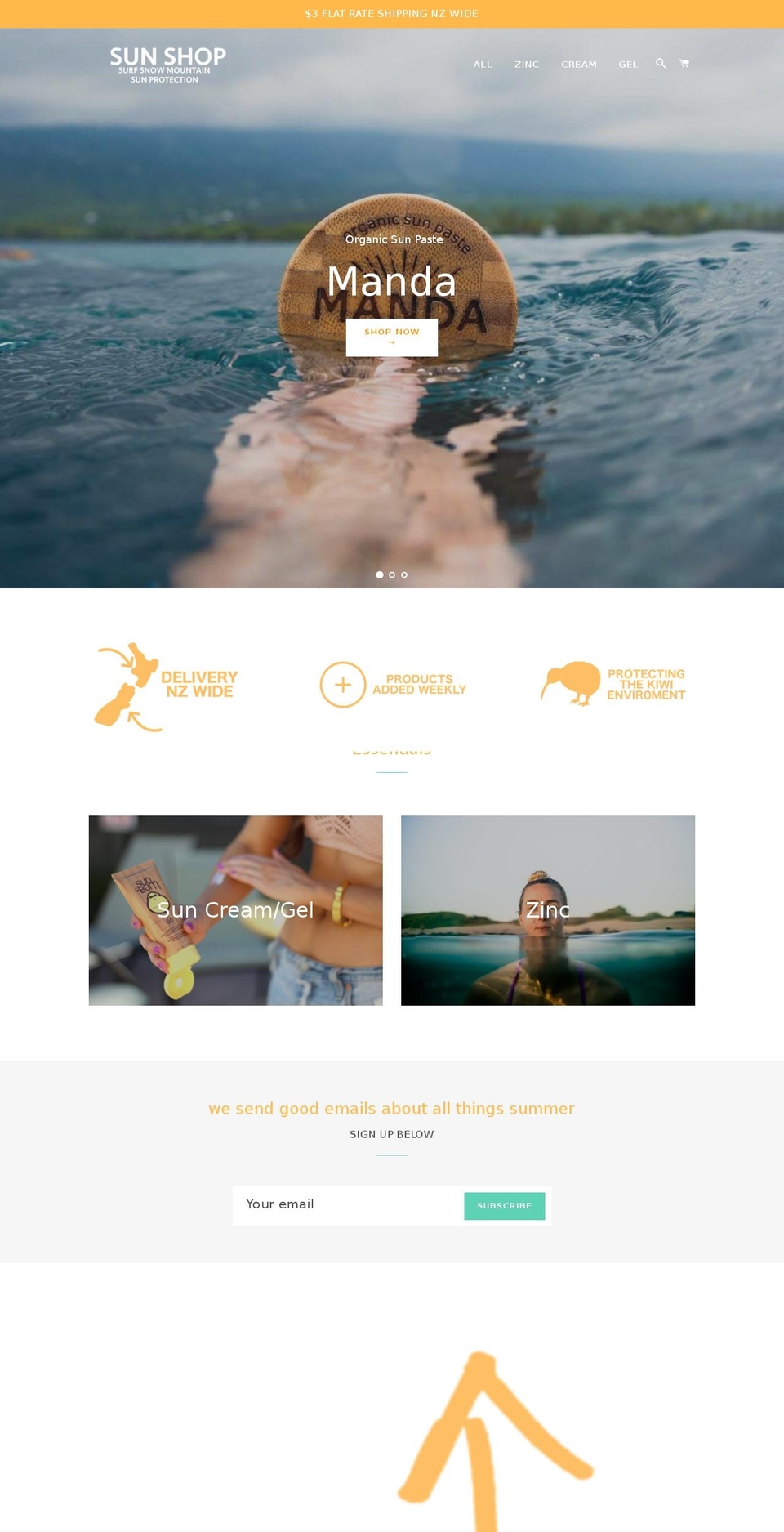 sunshop.co.nz shopify website screenshot