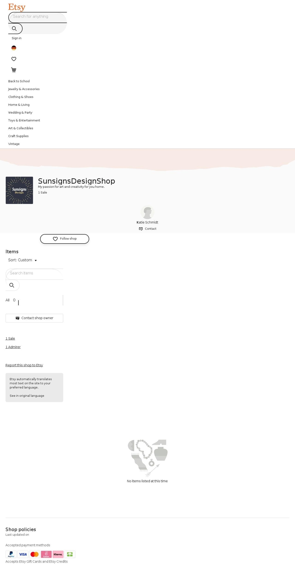 sunsignsdesign.com — Shopify storefront screenshot