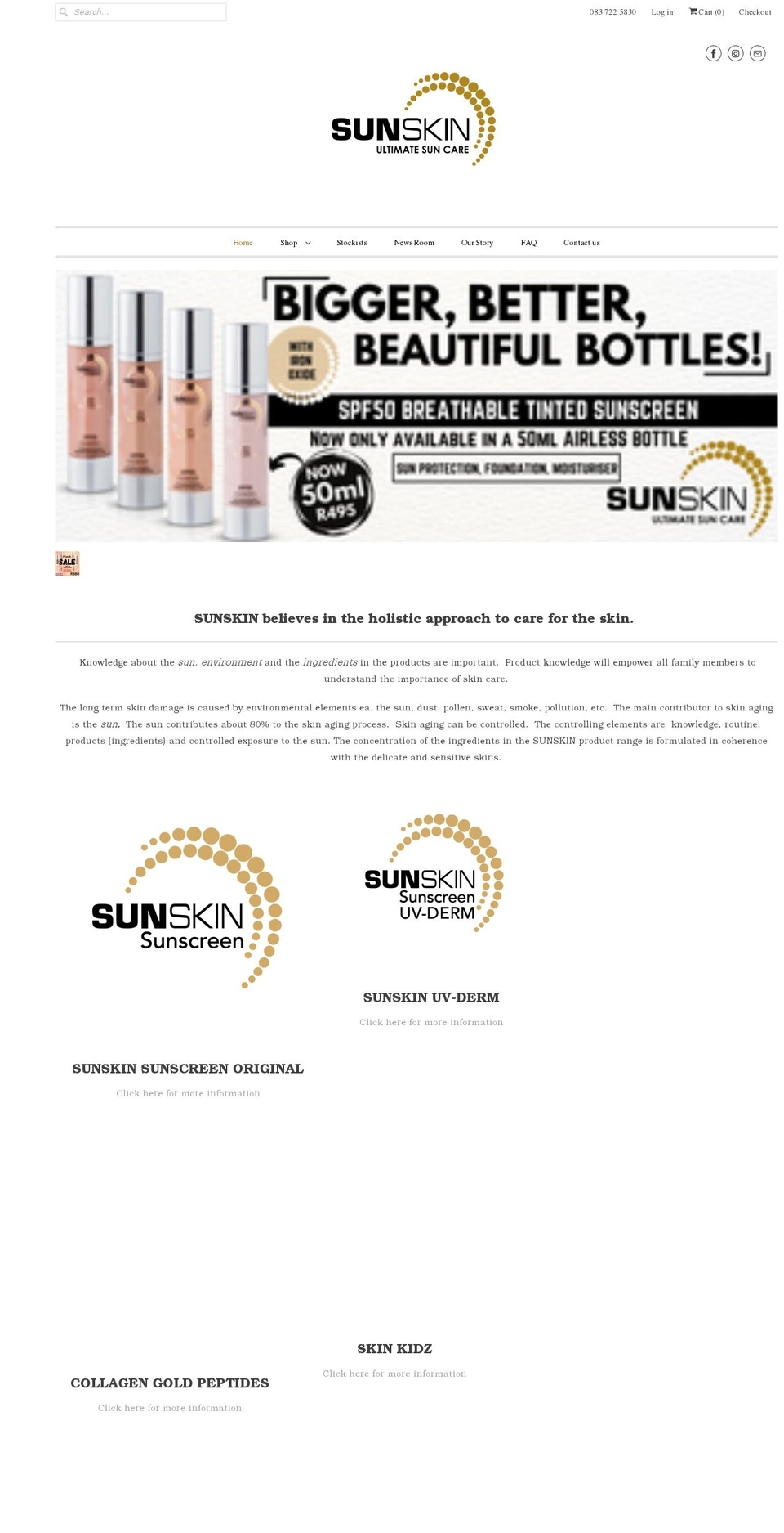 sunskin.co.za shopify website screenshot