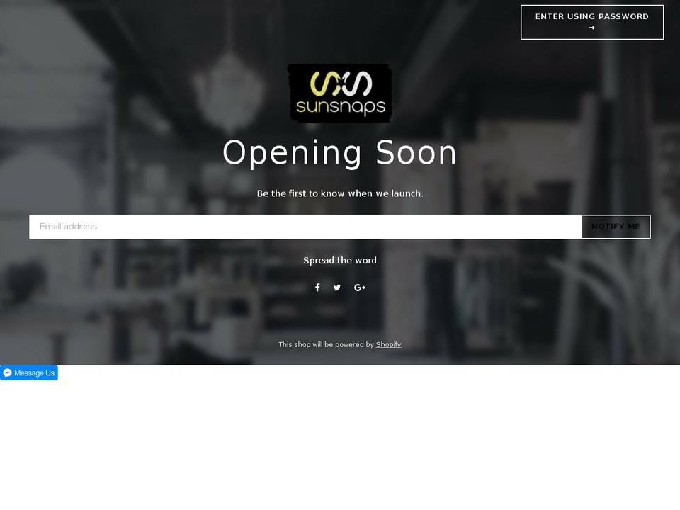 sunsnaps.com shopify website screenshot