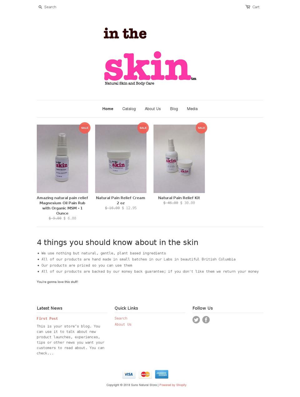 sunsnaturalstore.com — Shopify storefront screenshot
