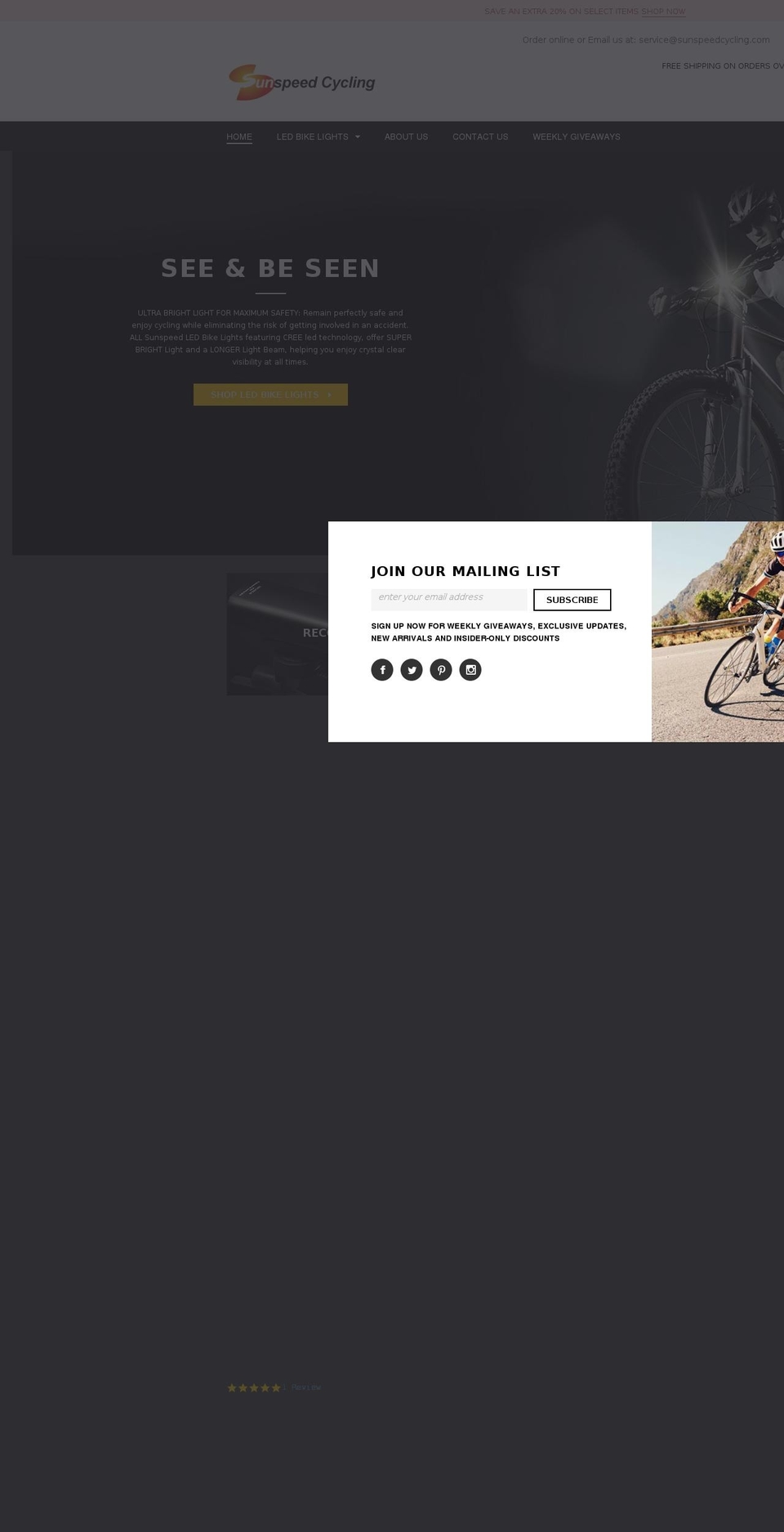 sunspeedcycling.com shopify website screenshot