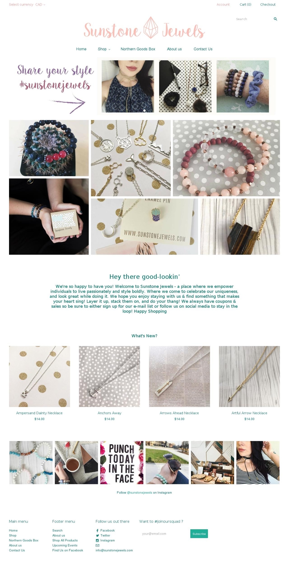 sunstonejewels.com shopify website screenshot