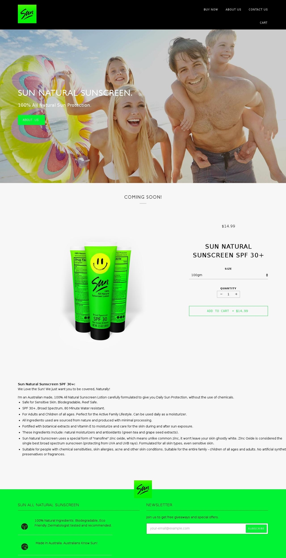 sunsuncreen.com shopify website screenshot
