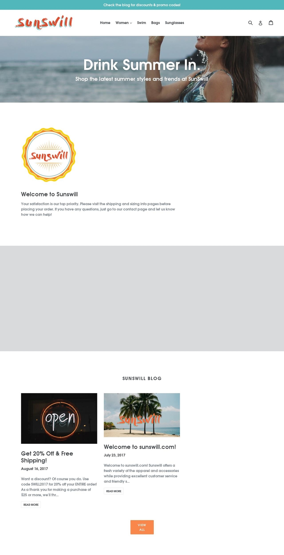 sunswill.com — Shopify storefront screenshot