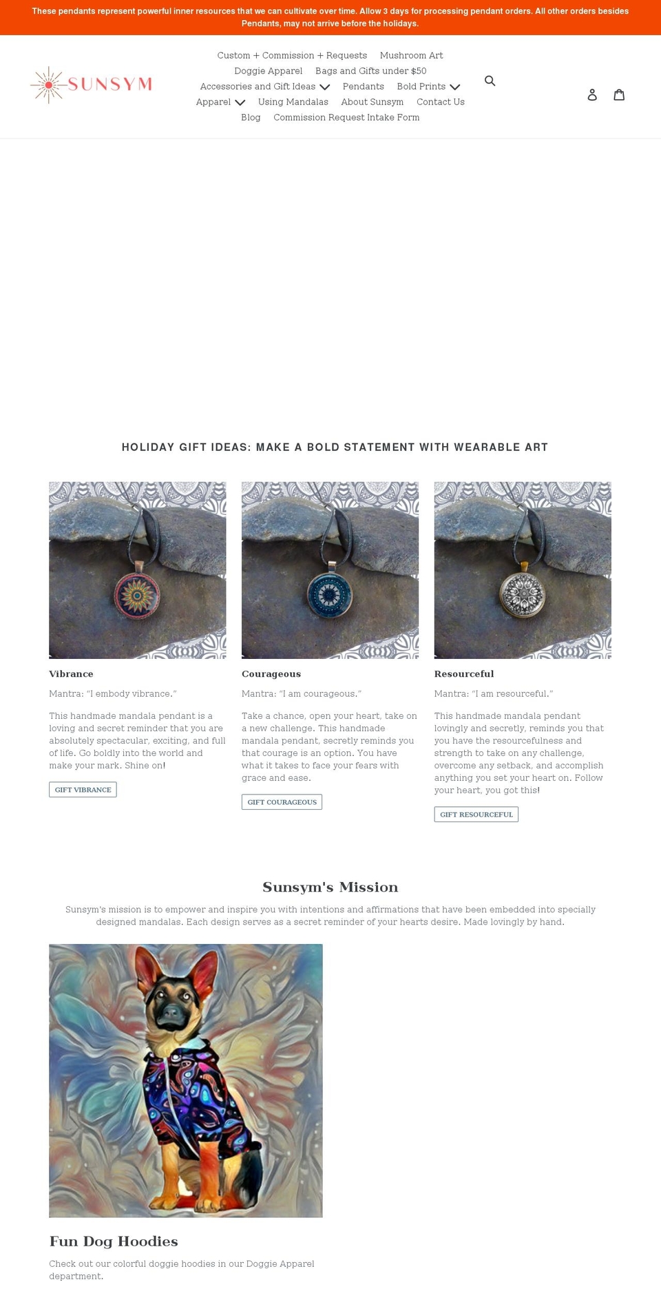 sunsym.com shopify website screenshot
