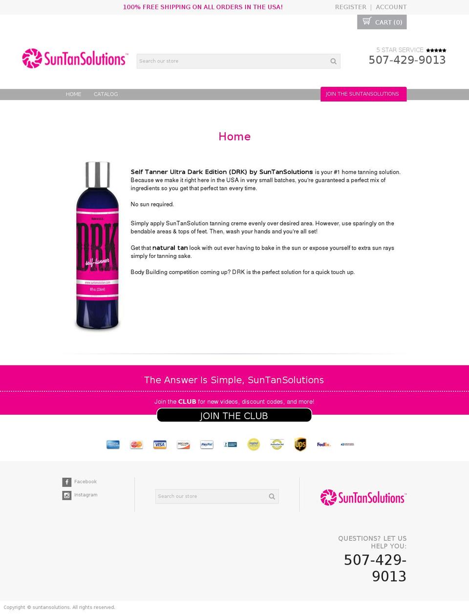 suntansolution.com shopify website screenshot