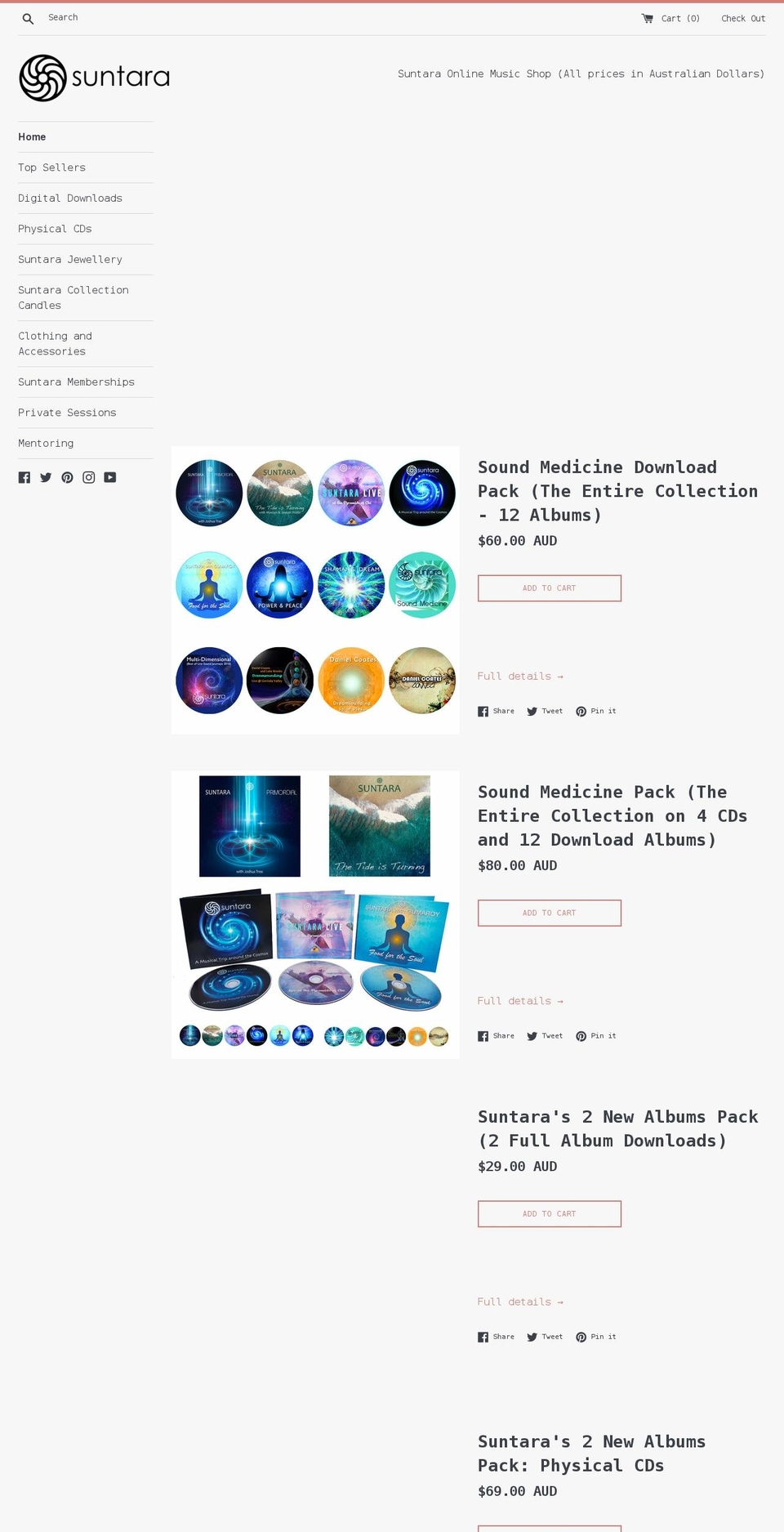 suntarashop.com shopify website screenshot