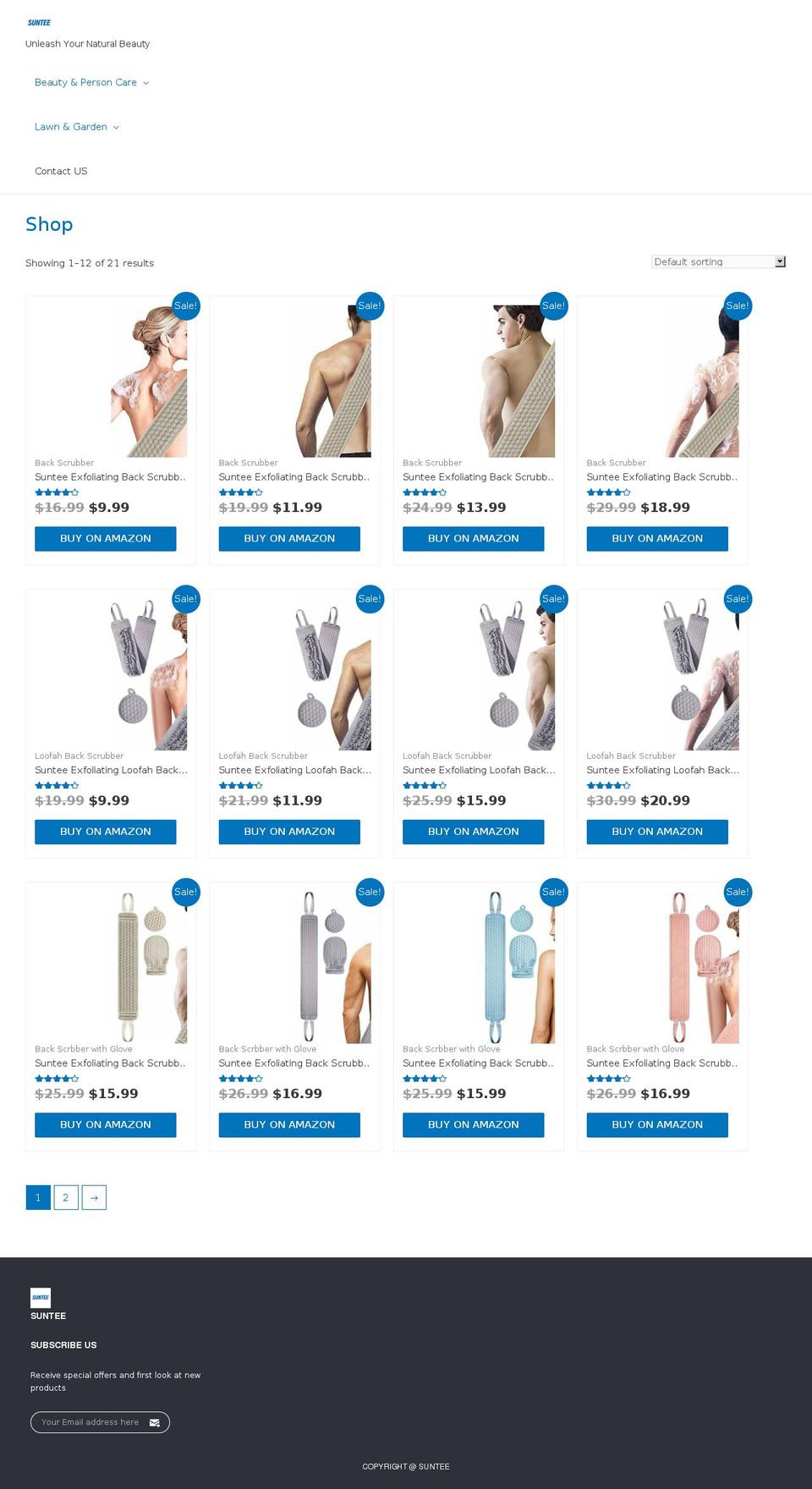 sunteeus.com shopify website screenshot