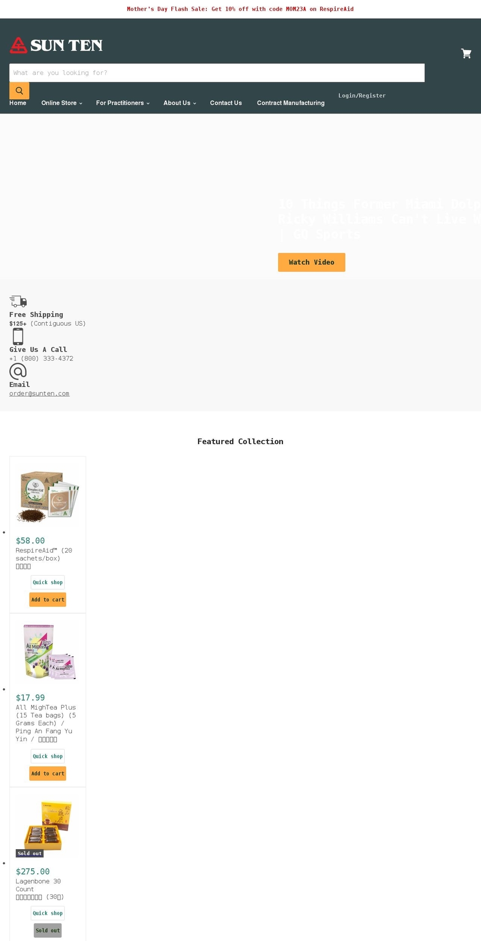 sunten.com shopify website screenshot