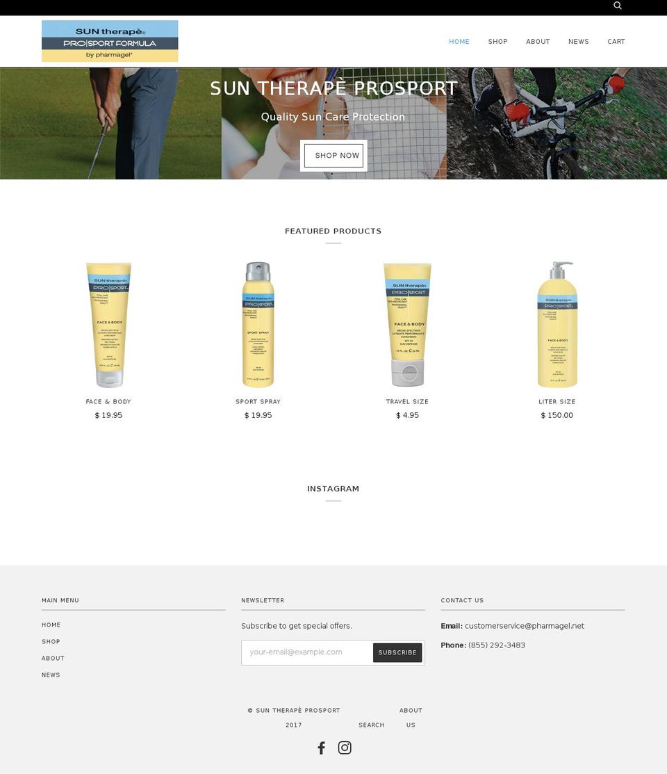 suntherapeprosport.com shopify website screenshot