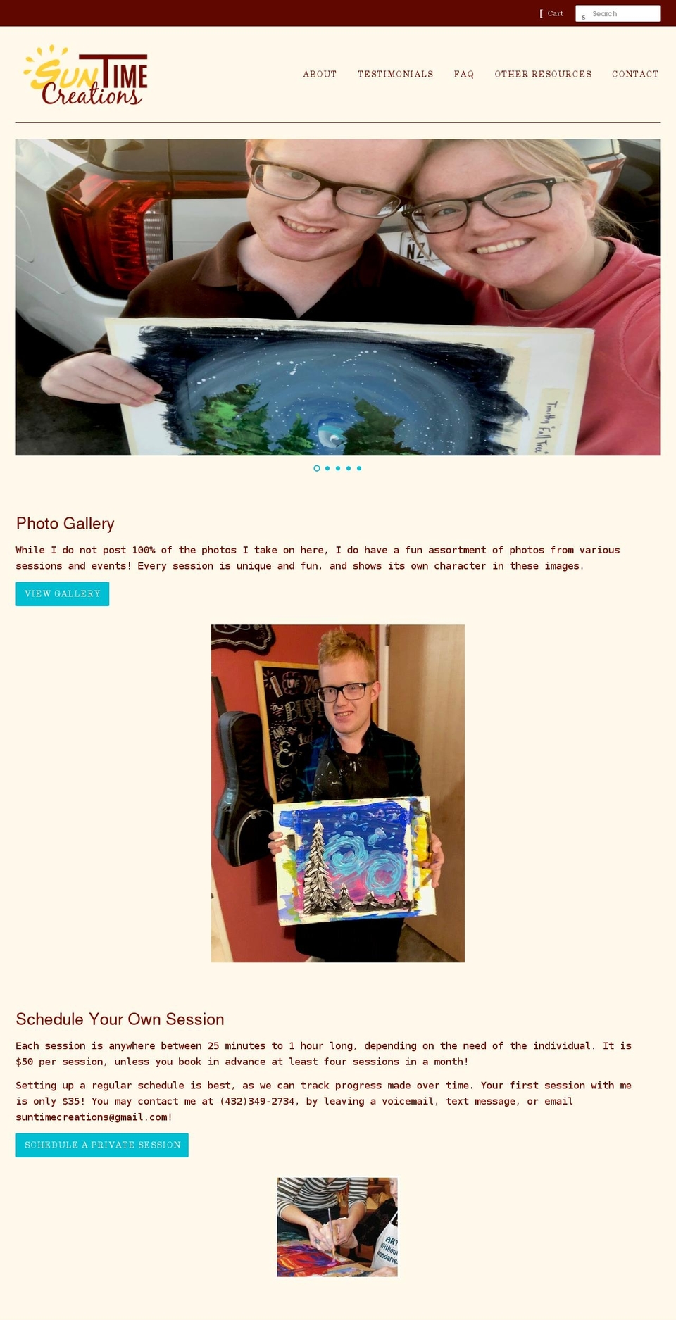 suntimecreations.com shopify website screenshot