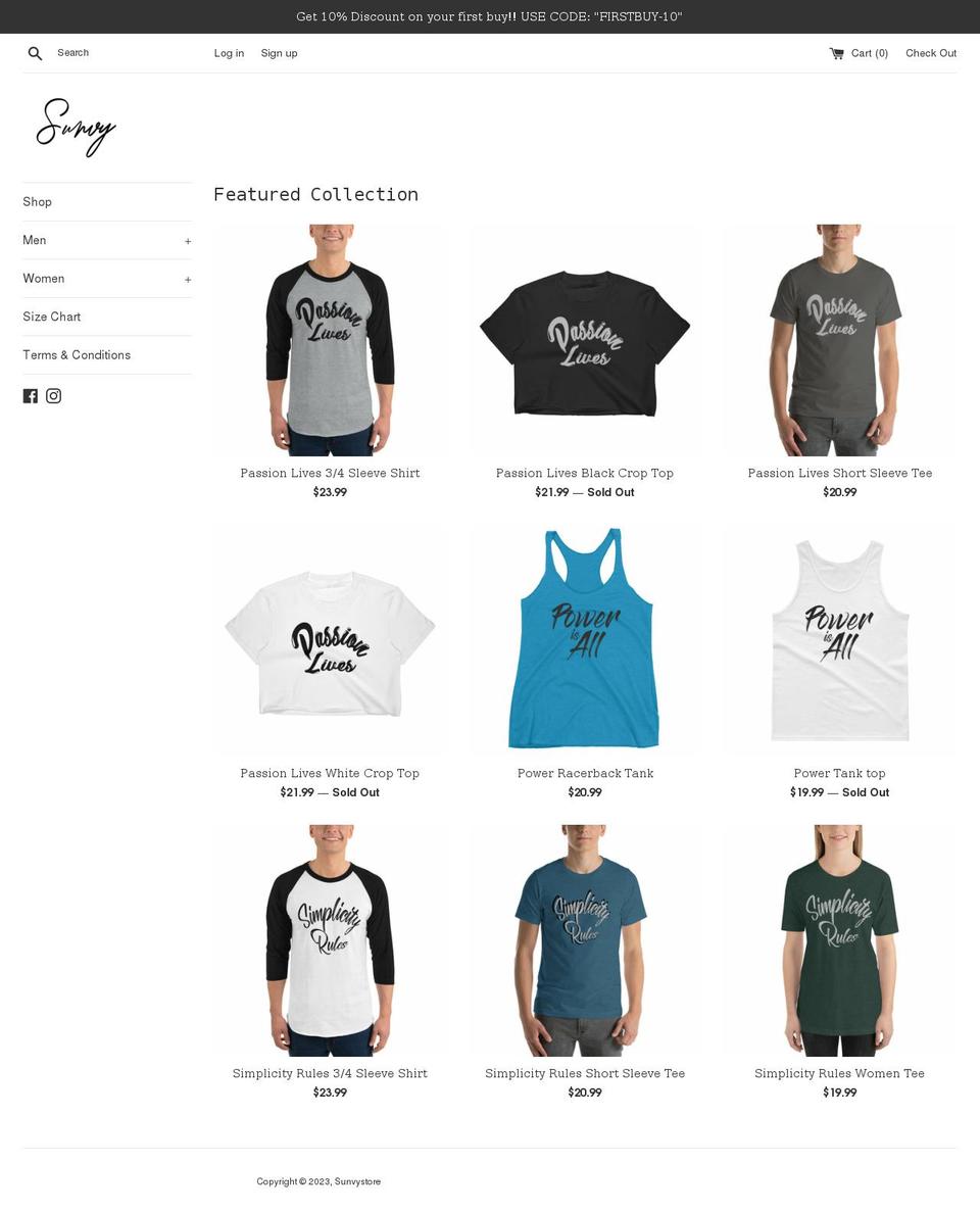 sunvystore.com shopify website screenshot