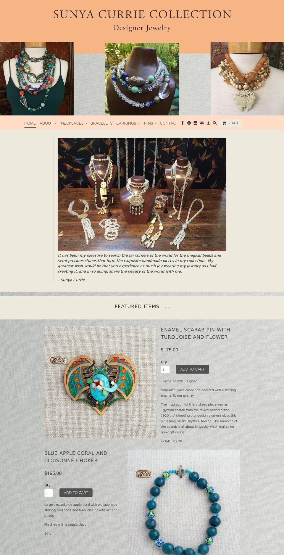 sunyacurrie.com shopify website screenshot