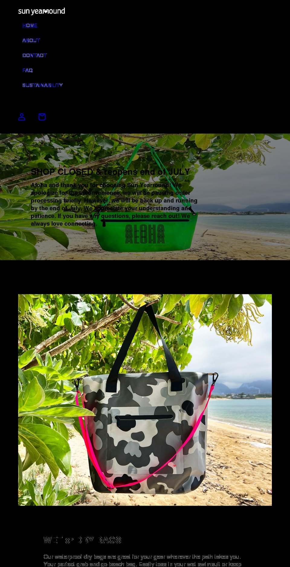sunyearround.com shopify website screenshot