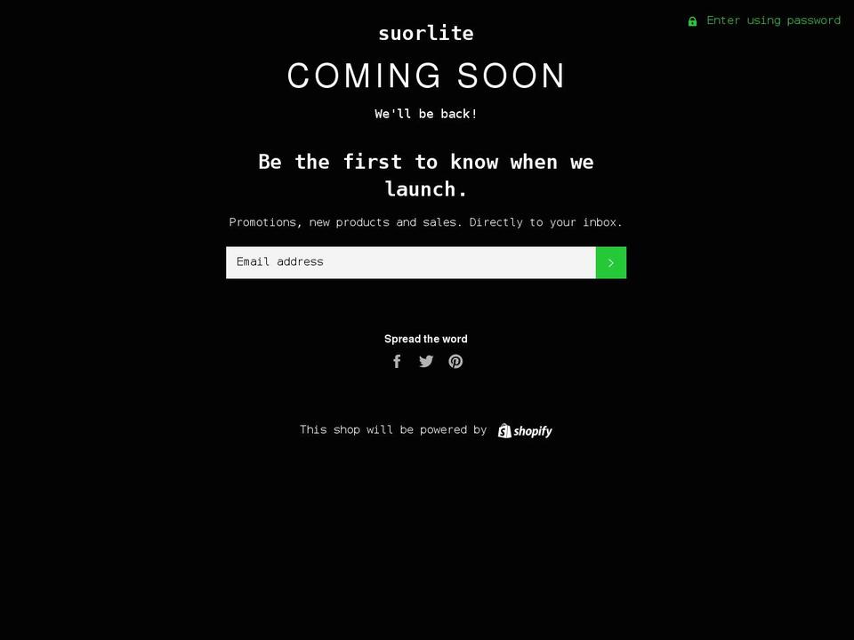 suorlite.com — Shopify storefront screenshot