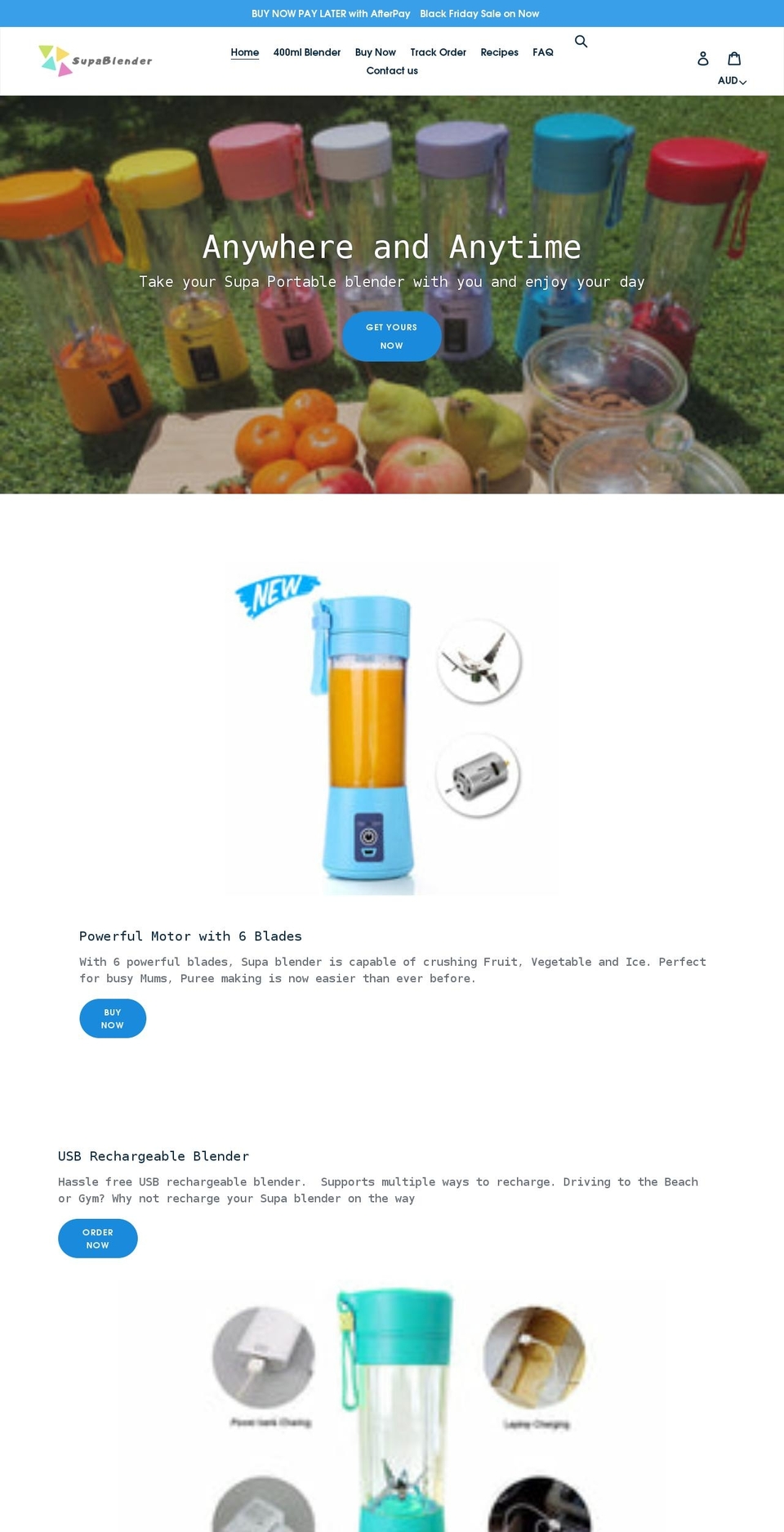 supablender.com shopify website screenshot