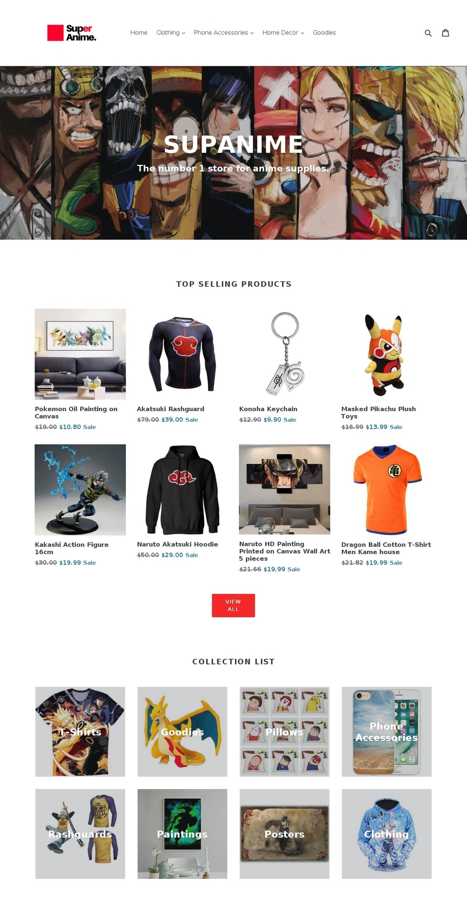 supanime.com — Shopify storefront screenshot