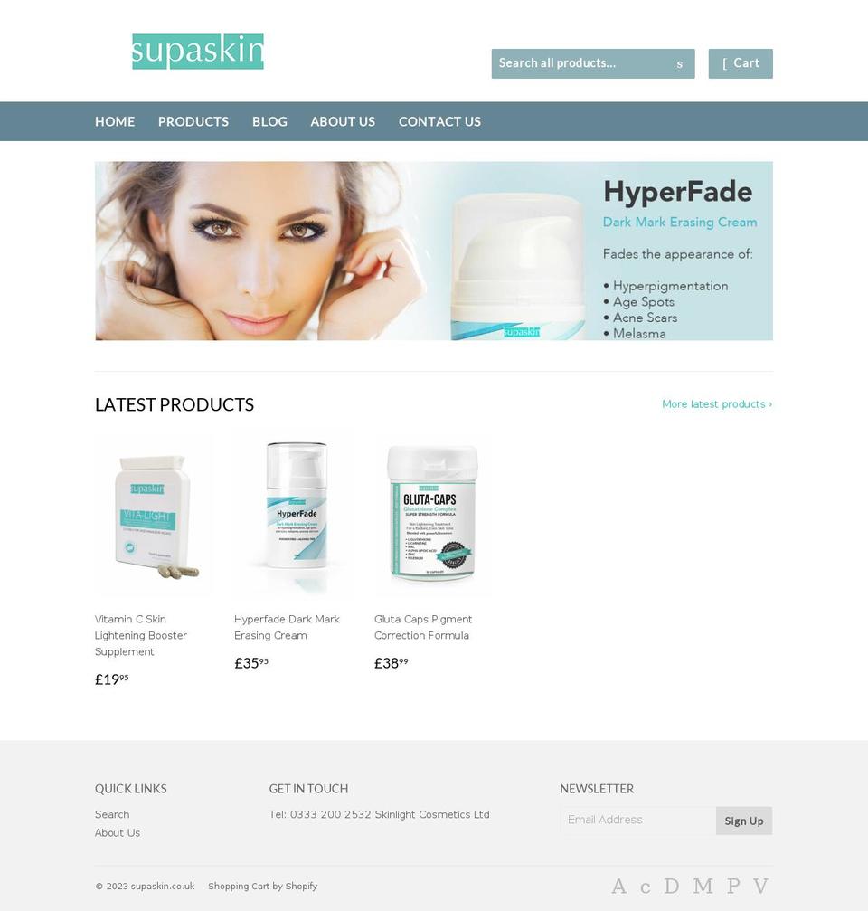 supaskin.co.uk shopify website screenshot
