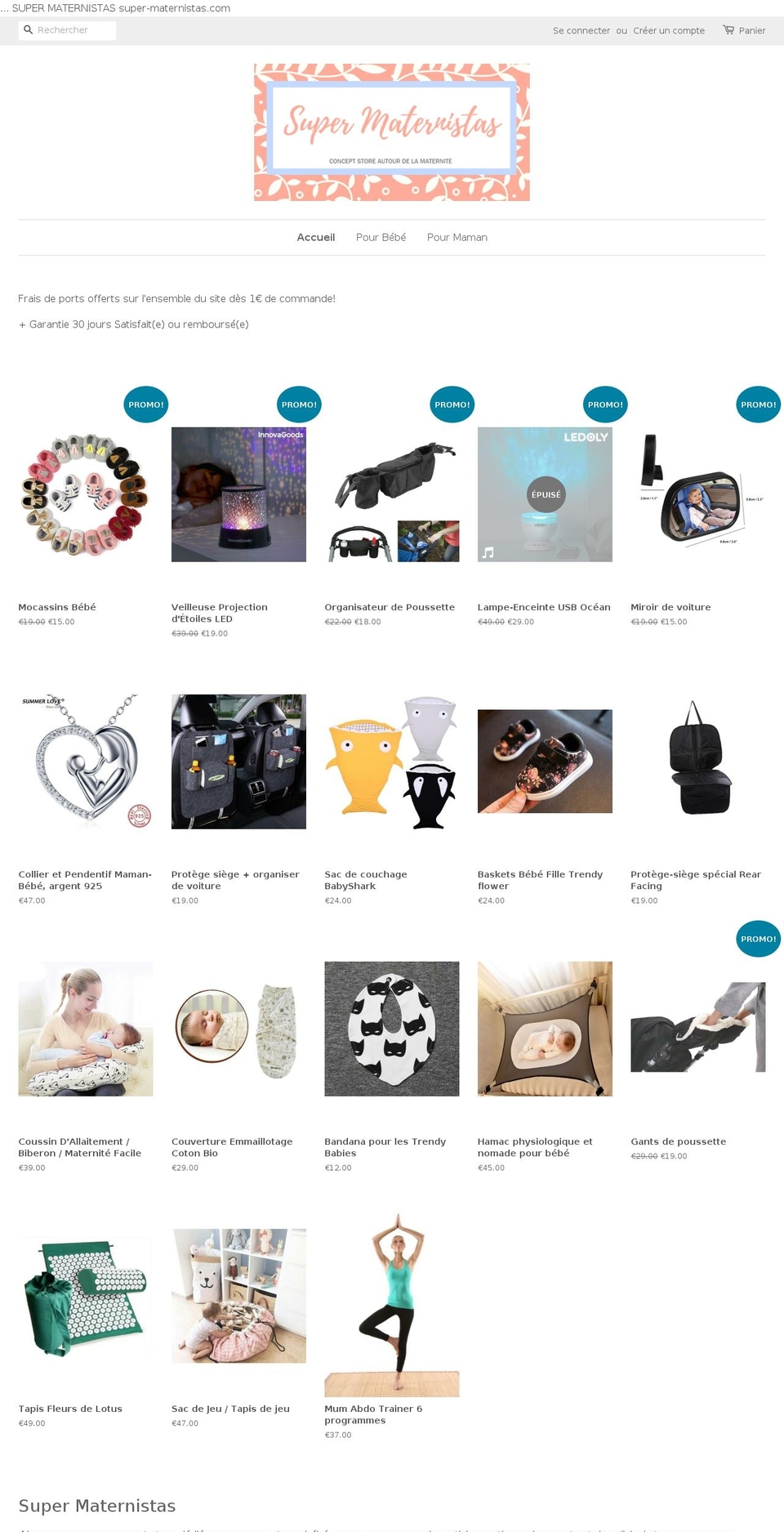 super-maternistas.com — Shopify storefront screenshot
