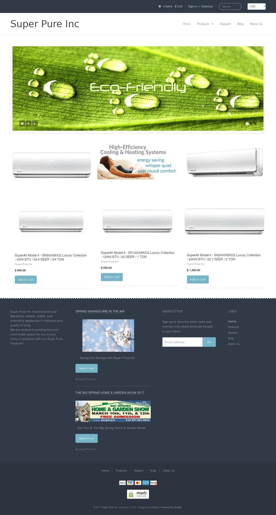 Providence Shopify theme site example superair.com