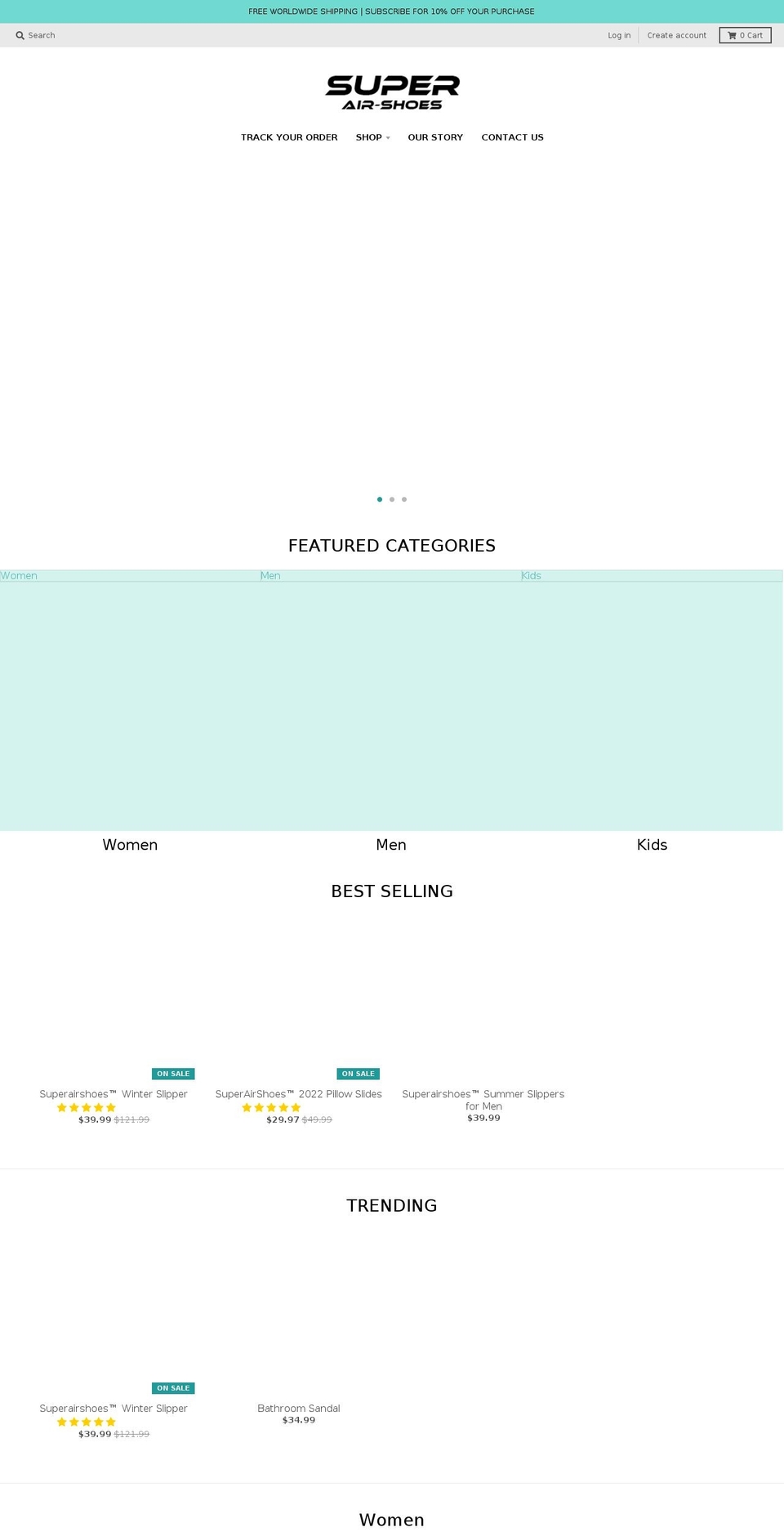 superairshoes.com shopify website screenshot