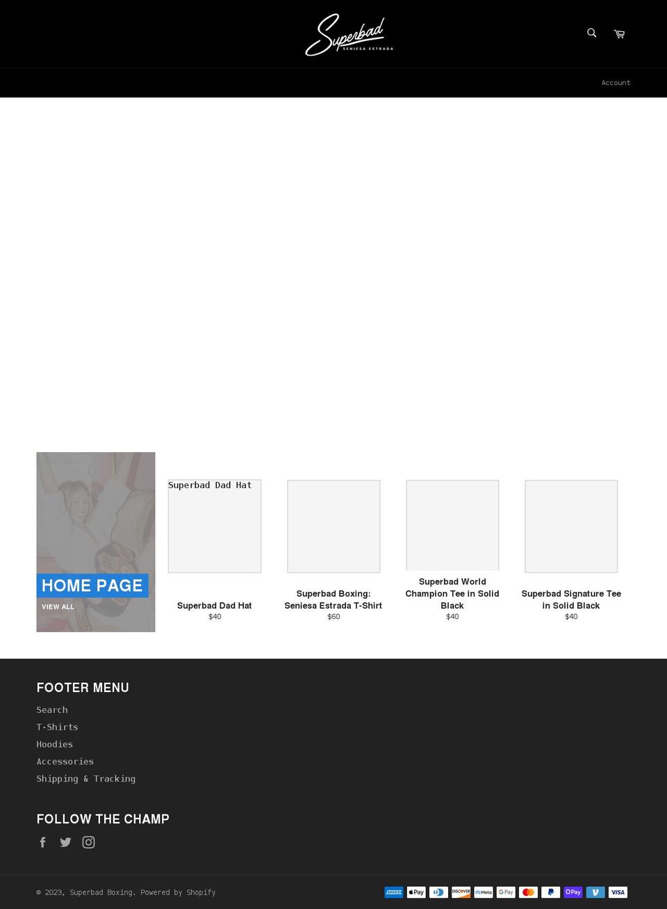 superbadboxing.com shopify website screenshot