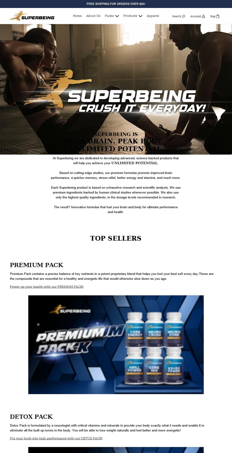 superbeing360.com shopify website screenshot