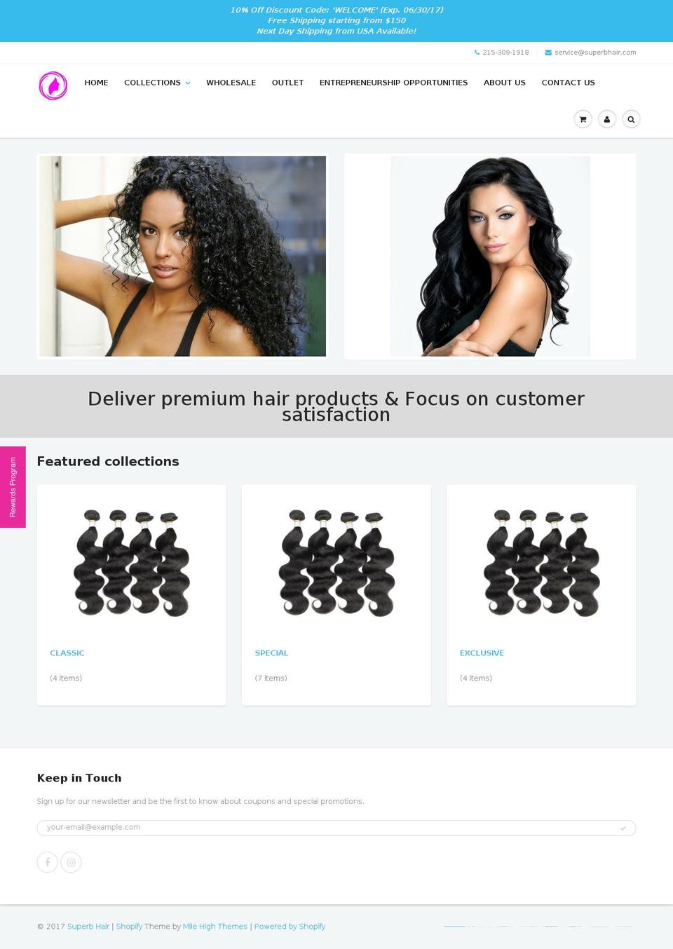 superbhair.com shopify website screenshot