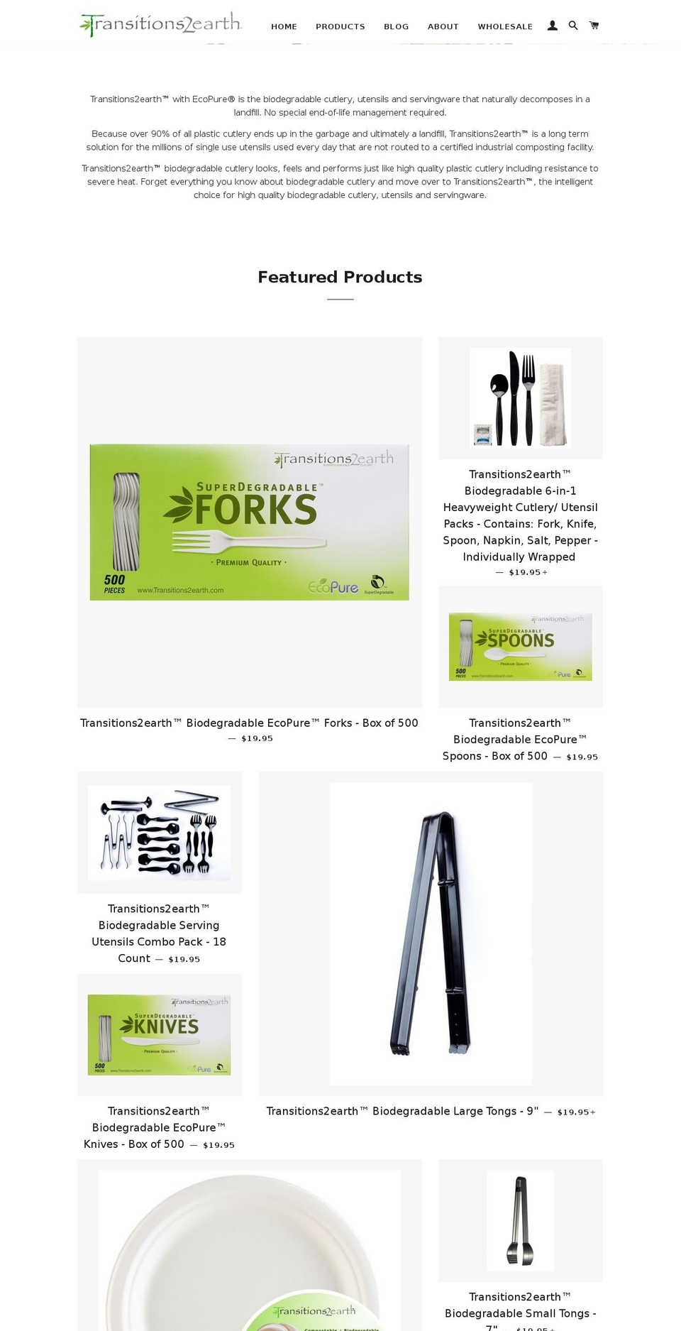 superbiodegradablecutlery.com shopify website screenshot