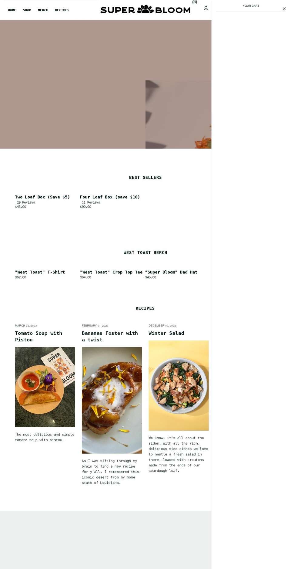 superbloombakery.com shopify website screenshot