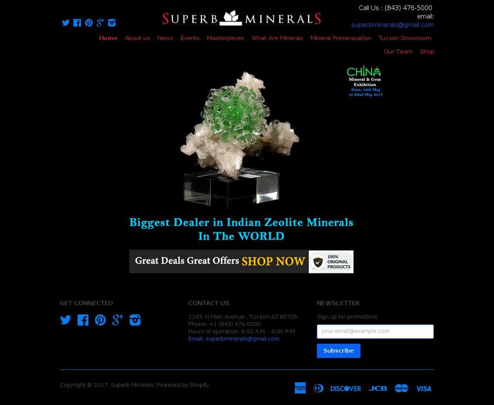 superbminerals.us shopify website screenshot