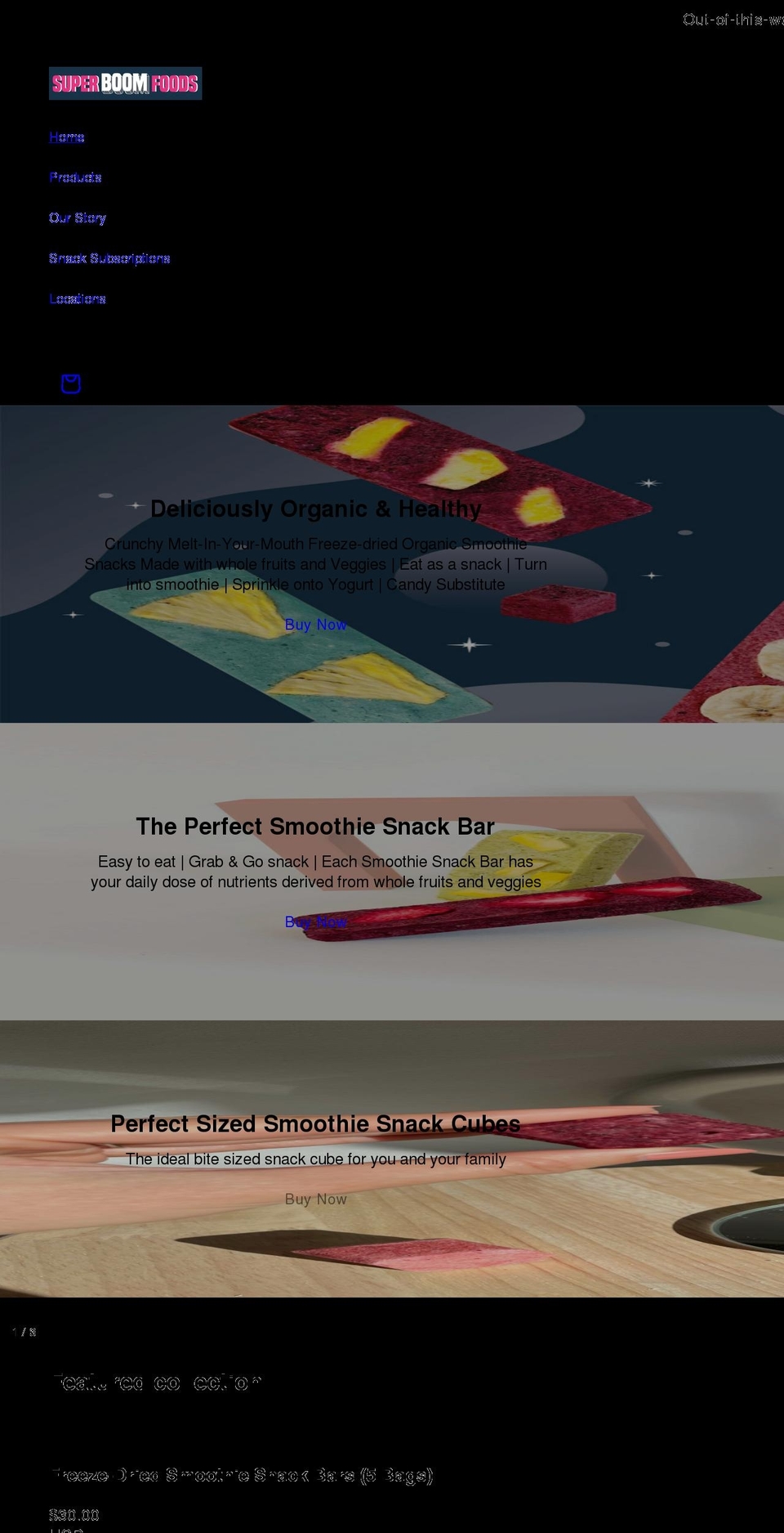 superboomfoods.com shopify website screenshot