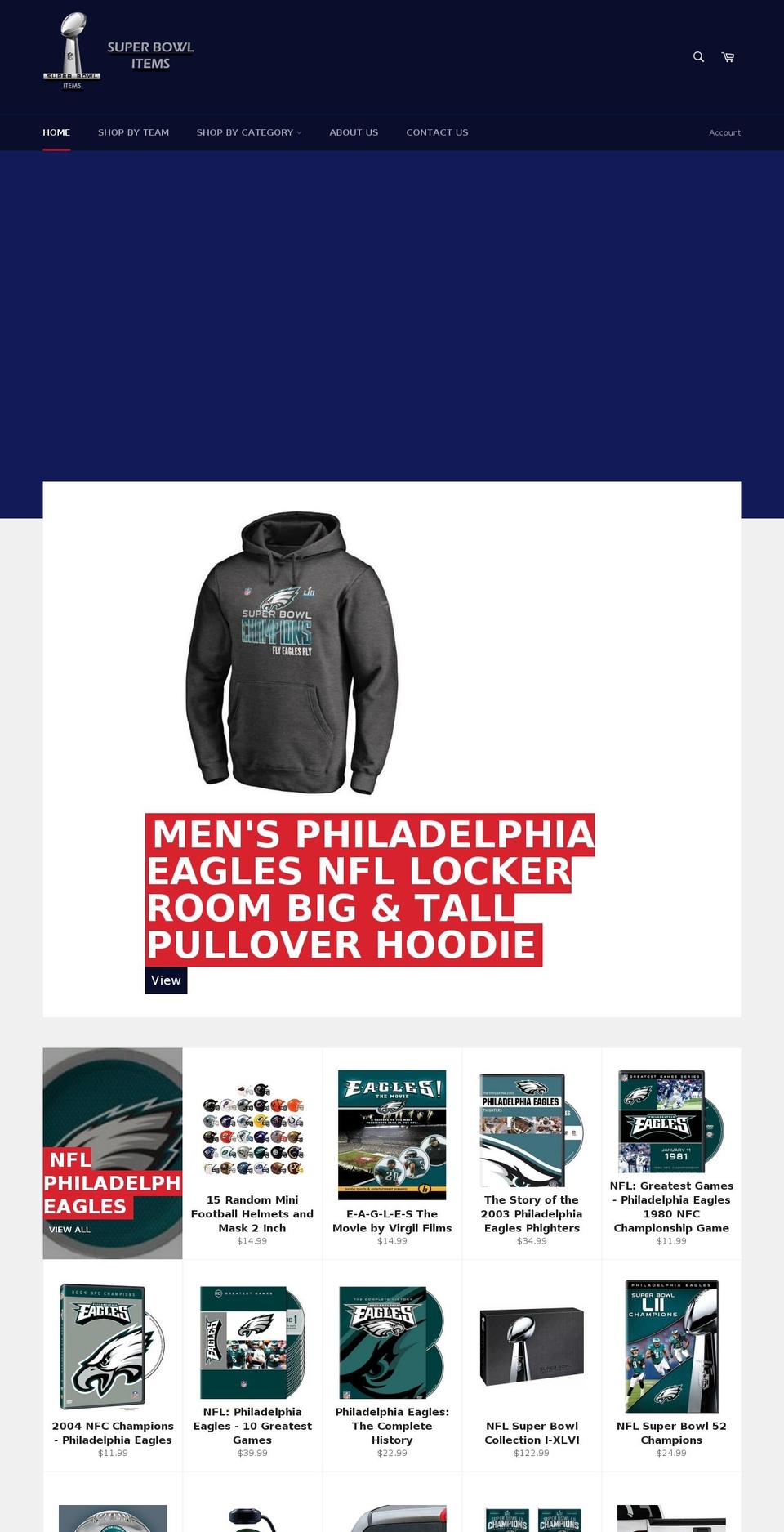superbowlitems.com — Shopify storefront screenshot