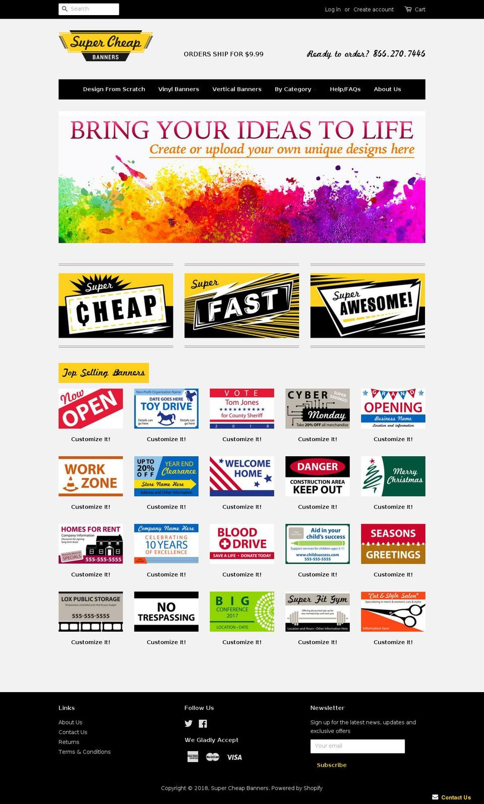 supercheapbanners.com — Shopify storefront screenshot