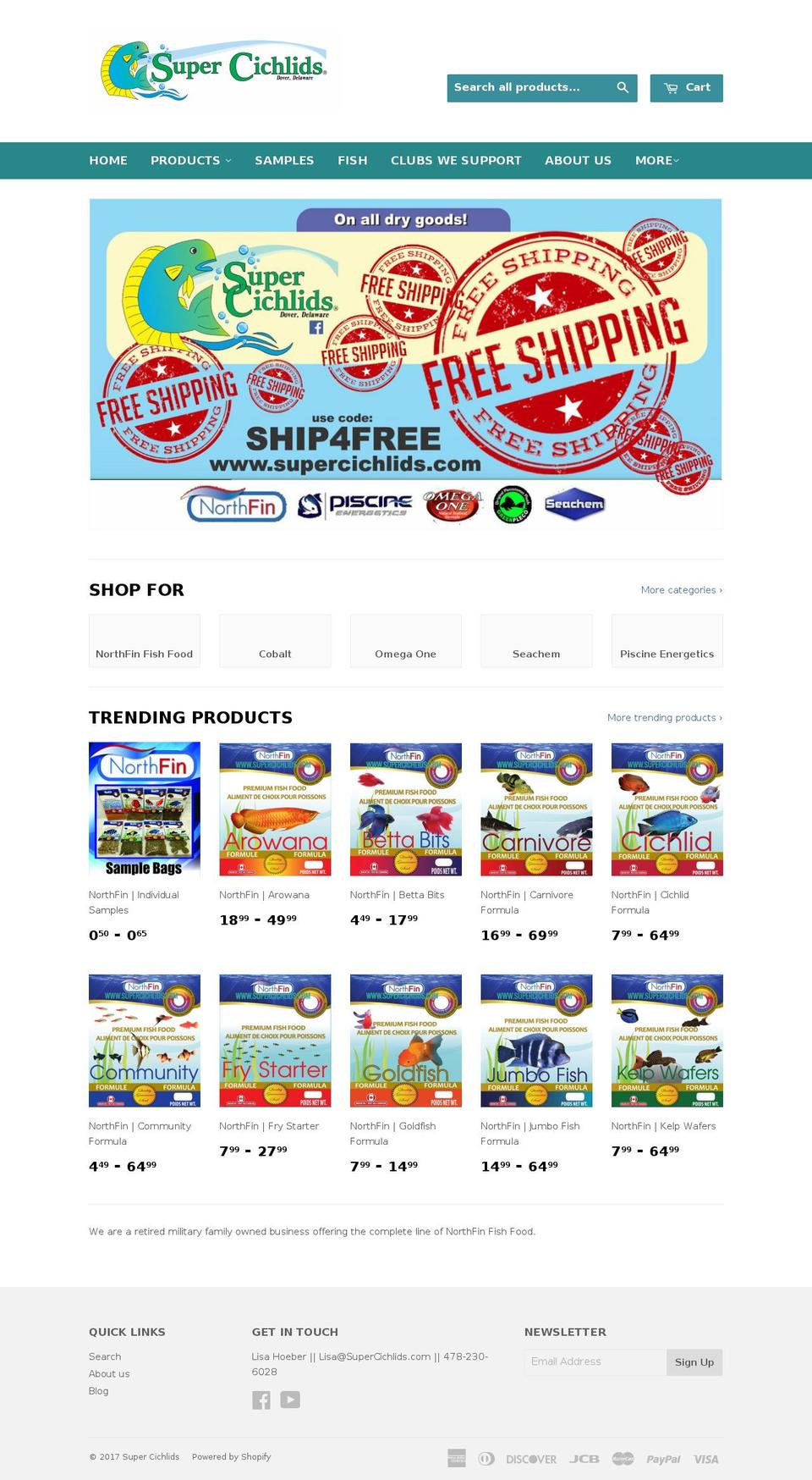 supercichlids.com shopify website screenshot