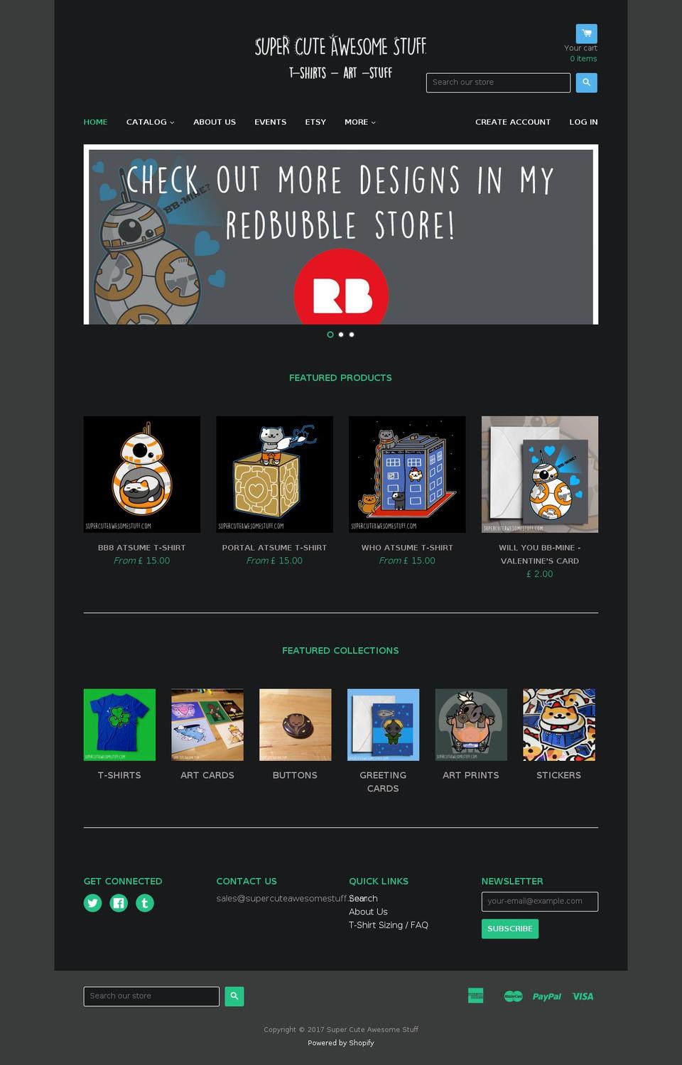 supercuteawesomestuff.com shopify website screenshot
