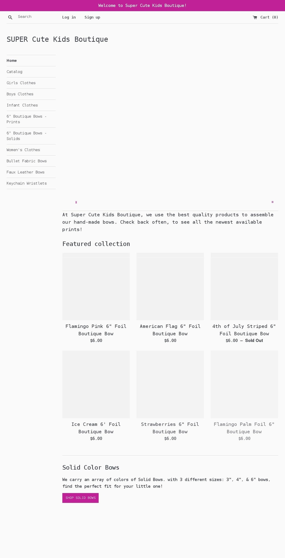 supercutekidsboutique.com shopify website screenshot