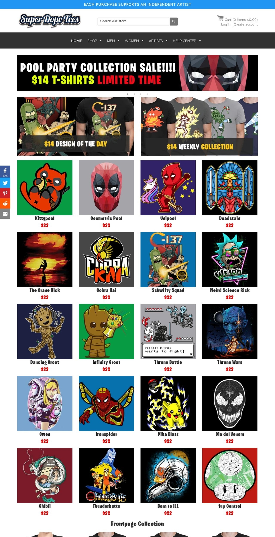 superdopetees.com shopify website screenshot