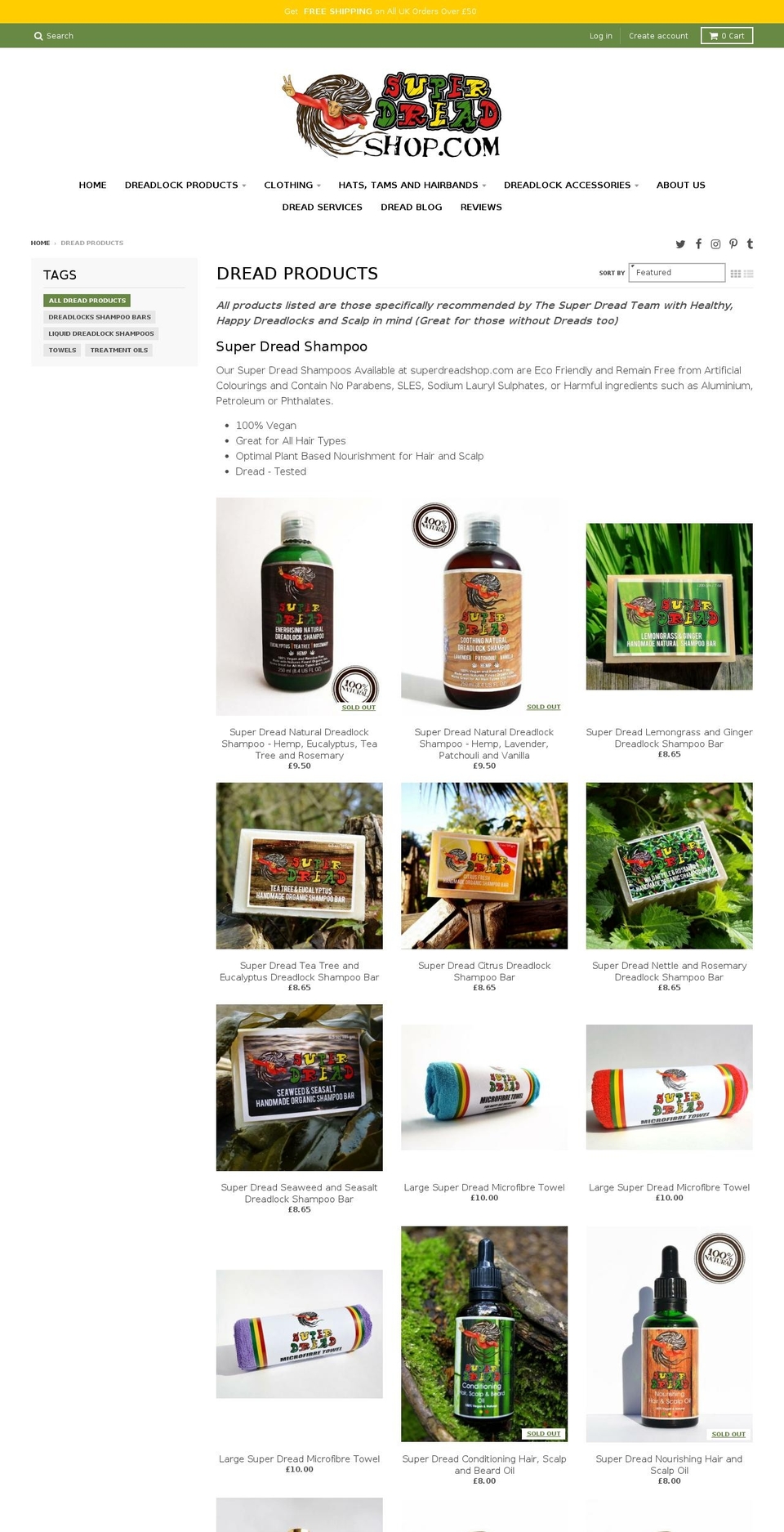 superdreadshampoo.com — Shopify storefront screenshot