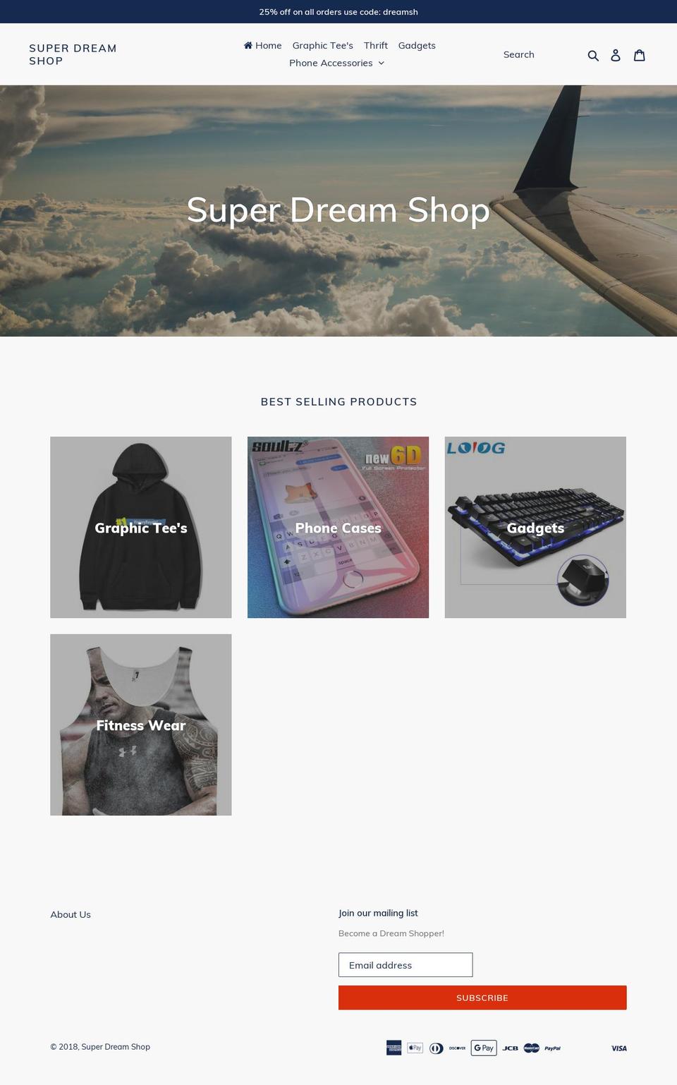 superdreamshop.com — Shopify storefront screenshot