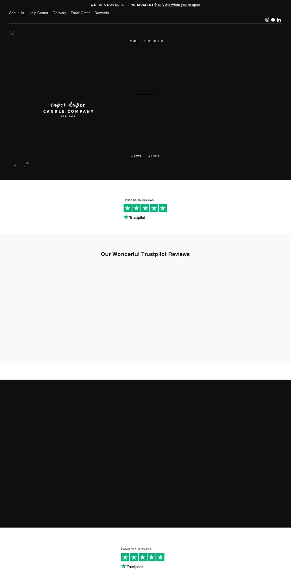 superdupercandlecompany.com shopify website screenshot