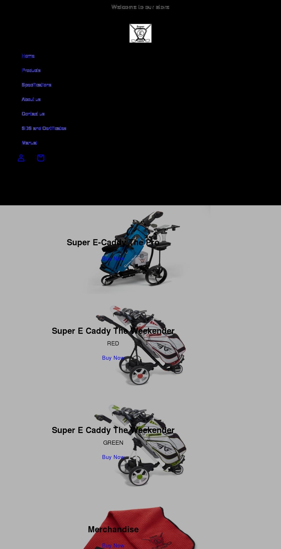 superecaddy.com shopify website screenshot