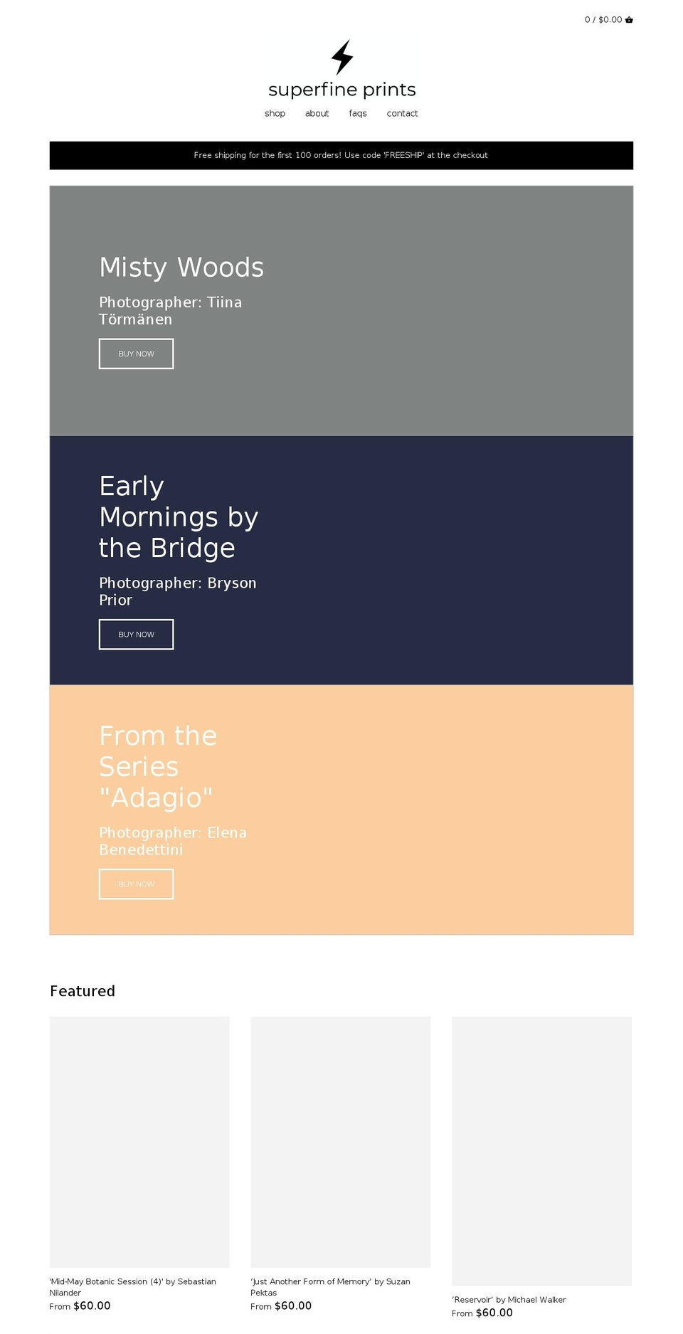 superfineprints.com — Shopify storefront screenshot