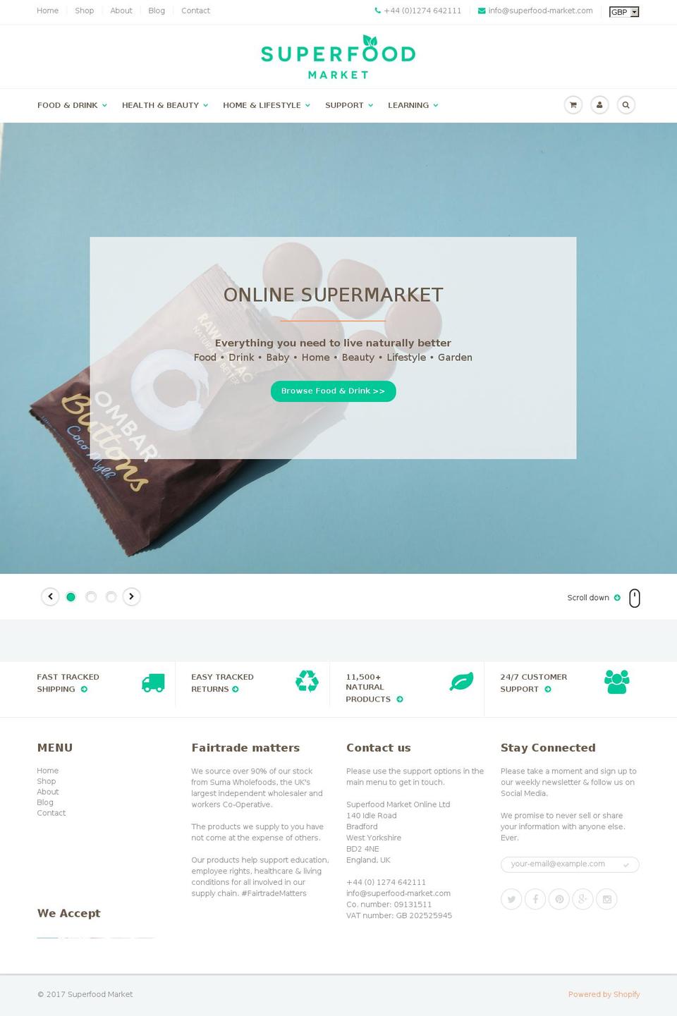 Canopy Shopify theme site example superfood-market.com
